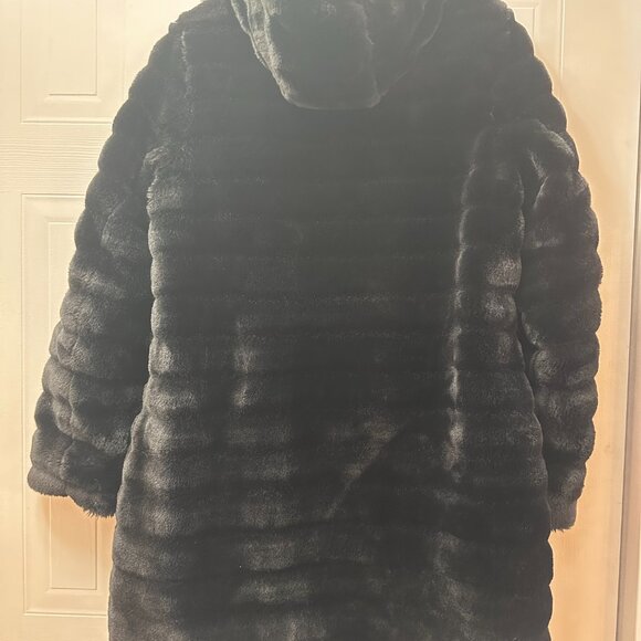 RISISSIDA Women Long Faux Fur Hooded Coat LARGE - Picture 4 of 10